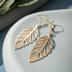 Delicate Leaf Motif Bridal Earrings โ Nature Inspired